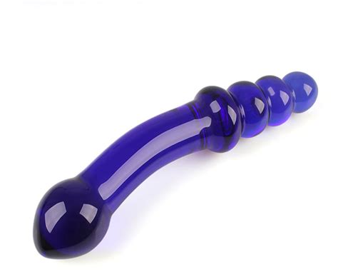 Curved Elegant Blue Pyrex Glass Anal Massage Plug