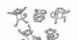 Monkeys Jumping Crayons Gestures sketch template