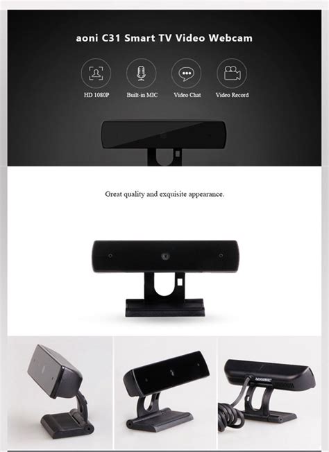 aoni  hd smart webcam built  dual stereo mics black