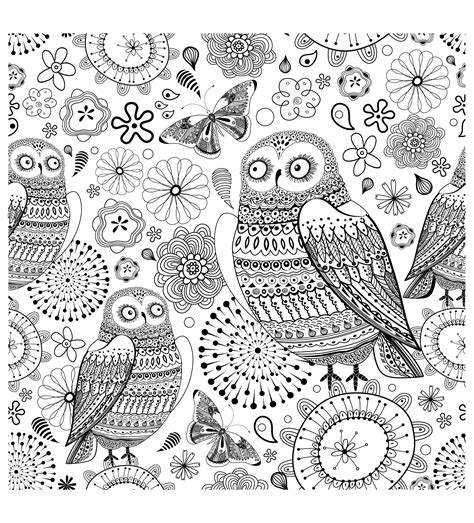 animals coloring pages  adults coloring difficult owls page
