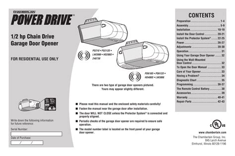 chamberlain  opener system user manual