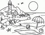 Beach Coloring Nature Pages Drawing Kids Lighthouse Sunset Clipart Printable Scenes Outline Colouring Realistic Pencil Scene Color Sketches Qnd Carolina sketch template