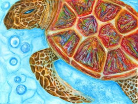 stained glass sea turtle giclee art print    inches sea