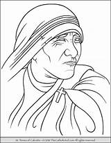 Teresa Calcutta Mother Calcuta Thecatholickid Colorir Coloriage Saints Catholic Dessin Gertrude Seton Jesús sketch template