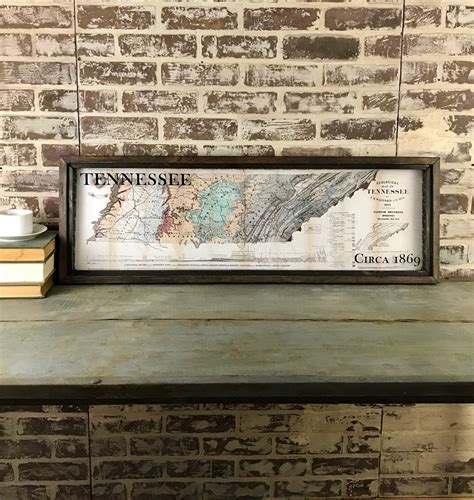 framed vintage tennessee map repro geological map circa