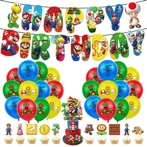 Super Mario Thème Joyeux Anniversaire Décors Fournitures Ballons Kit