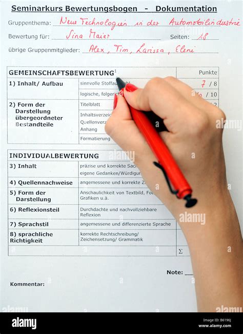 evaluation forms  res stock photography  images alamy