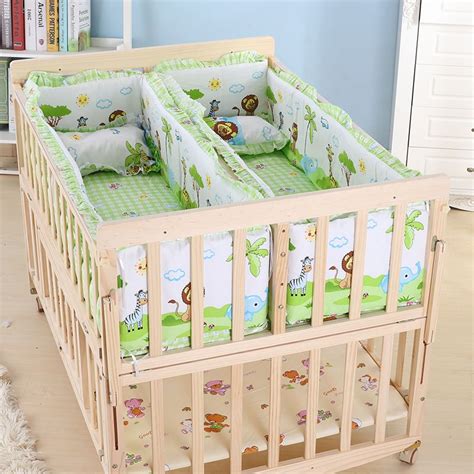 multifunction baby  twin baby crib solid wood baby cradle rolling baby playpen crib