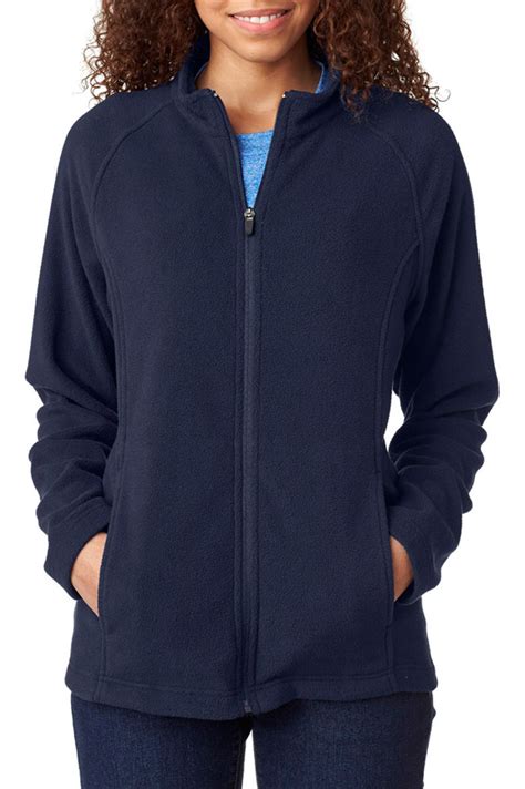 ultraclub womens full zipper micro fleece front pocket track jacket  ebay