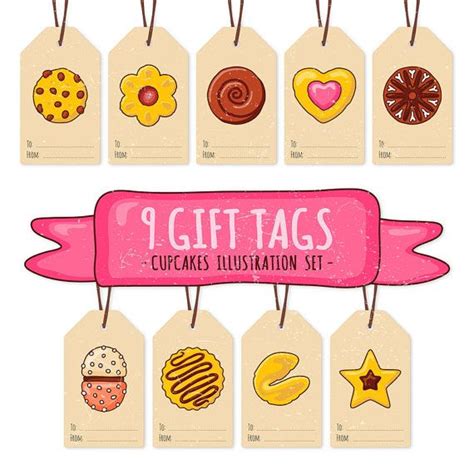 cookie tag illustration printable gift tags party labels food