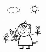 Candy Cat Pages Coloring Colorig Peppa Pig sketch template