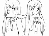 Coloring Pages Twins Twin Anime Drawing Color Little sketch template