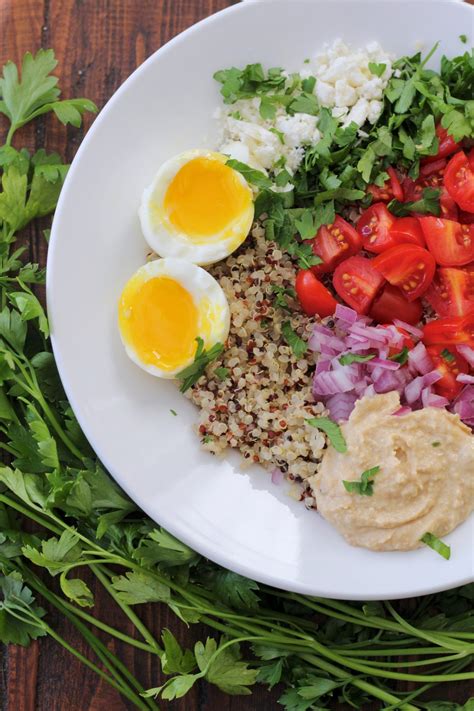 mediterranean breakfast bowl  quinoa slice  jess recipe