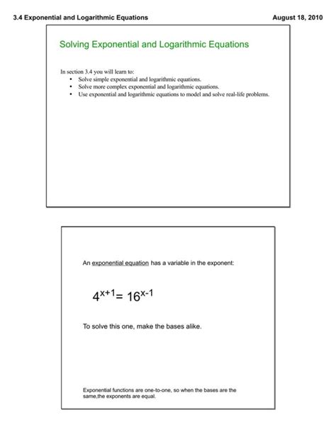 solving exponential equations  logarithms worksheet db excelcom