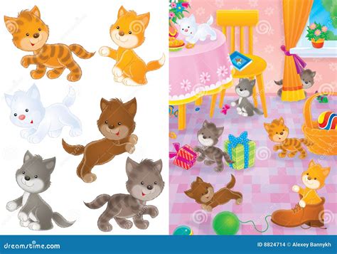 playing kittens stock illustration illustration  comics