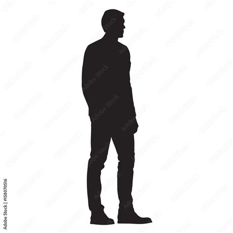 Vecteur Stock Man Standing Side View Isolated Vector Silhouette