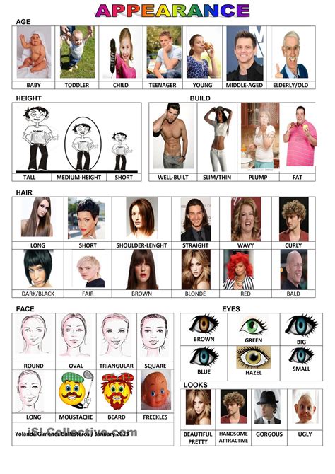resultado de imagen  physical appearance vocabulary list
