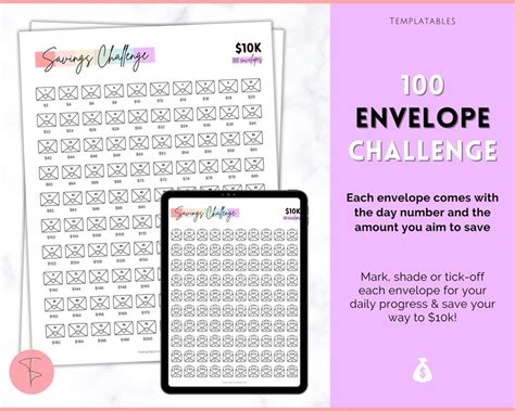envelope challenge printable  savings tracker etsy canada
