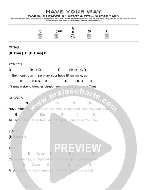have your way chords pdf eddie kirkland praisecharts