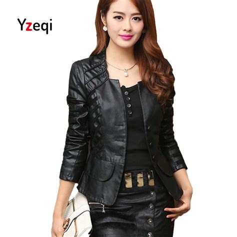 buy yzeqi leather jacket women black red