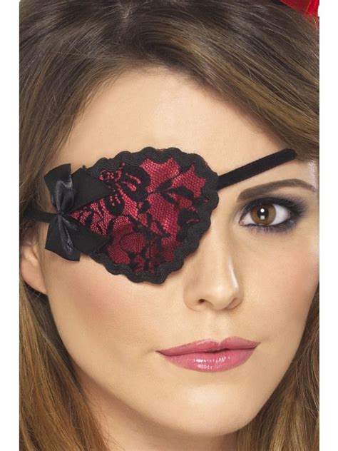 Fancy Dress Pretty Red And Black Lace Pirate Eye Patch 20805