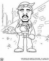 Coloring Pages Tupac Cartoon Rapper Print sketch template