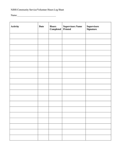 printable log sheet templates direct  templatelab