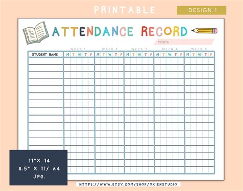 printable attendance sheets  teachers