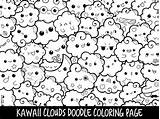 Kawaii Clouds Colouring Marshmallow Beginners Easy sketch template