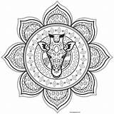 Mandala Pages Coloring Giraffe Color Kids Adults Print Online sketch template