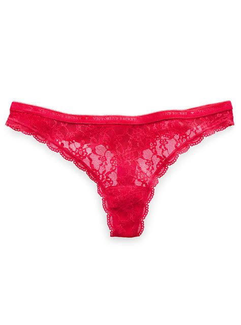 victoria s secret thong panty in red bright cherry lace lyst