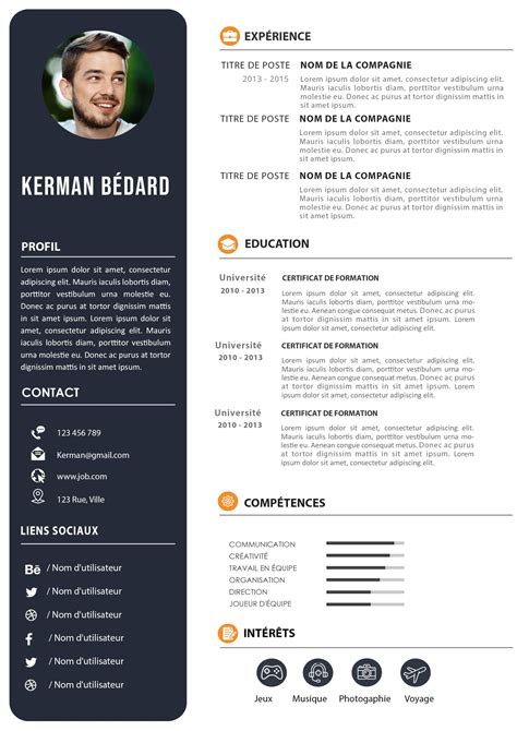 telecharger le cv moderne tout metier emploi  formation