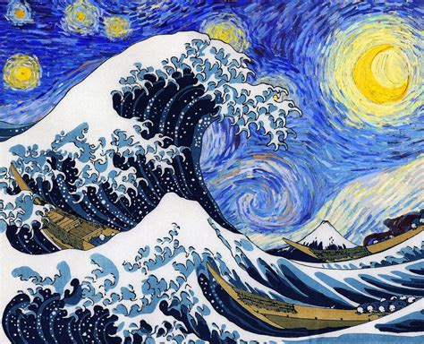 Hokusai “the Great Wave Off Kanagawa” Van Gogh “starry Night” Art