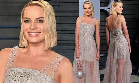 Margot Robbie Commands Attention In Ivory Sheer Gown Daily Mail Online
