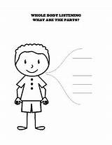 Body Listening Worksheet Whole Boy Girl Stand Sheet Sit Preview sketch template