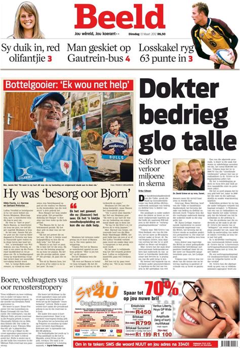newspaper beeld south africa newspapers  south africa tuesdays