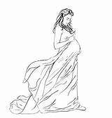 Pregnant Drawing Woman Sketch Lady Dress Pregnancy Long Vector Draw Beautiful Painting Drawings Justice Anime Sketches Colourbox Body Stock Silhueta sketch template