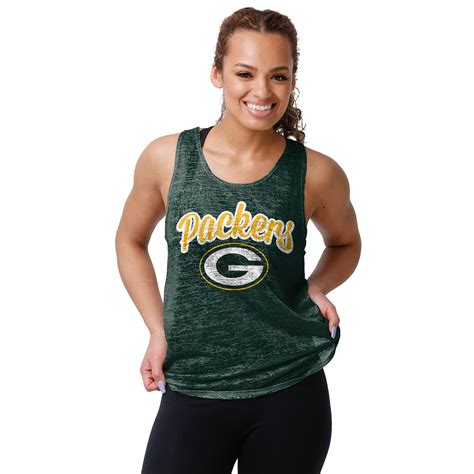 Green Bay Packers Nfl Womens Burn Out Sleeveless Top