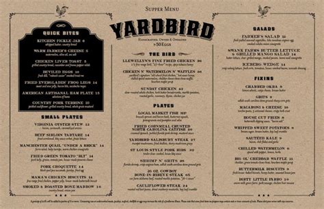 yardbird menu google search menu inspiration kitchen pickles menu design