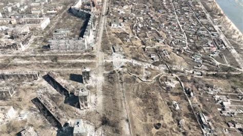 drone footage shows devastation  mariupol  relentless russian bombardment itv news