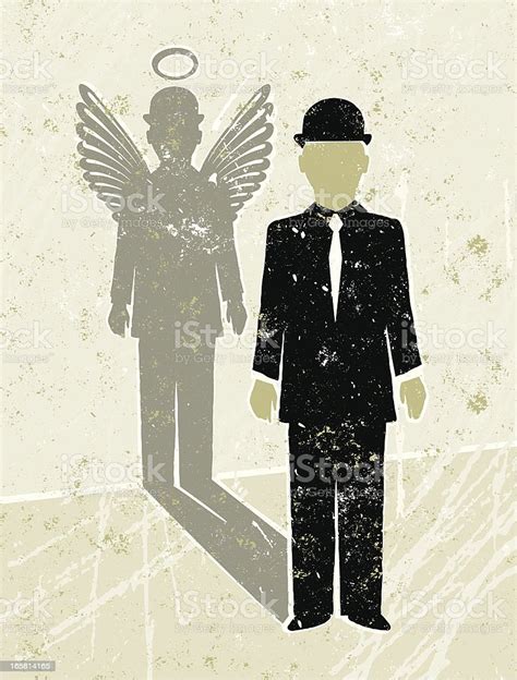 businessman casting an angel shadow stock illustration download image
