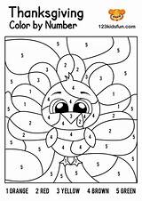 Color Printables Thanksgiving Number Coloring Pages Activities Kids Kid Printable Worksheets Numbers Pdf Preschoolers Fun 123kidsfun Decorations Cards Simple Students sketch template