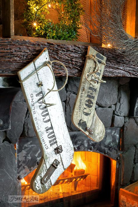 sign styled reclaimed wood christmas stockings