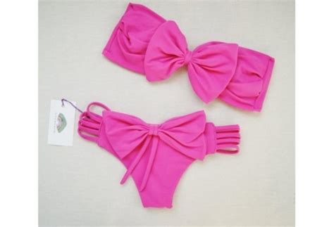 Swimwear Bikini Bows Pink Cute Swimwear Bow Bandeau Bow Two