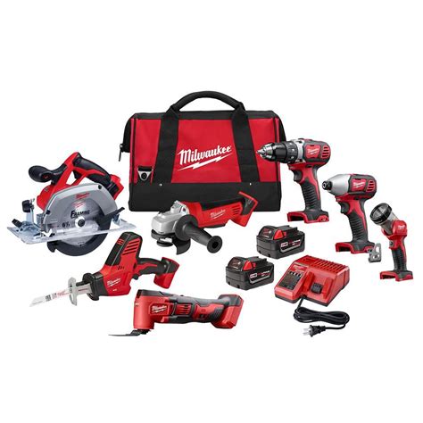 Milwaukee M18 18 Volt Lithium Ion Cordless Combo Tool Kit 7 Tool With
