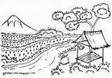 Mewarnai Pemandangan Gunung Sawah Anak Tk Informazone Seru Menarik Kecil sketch template