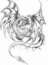 Dragon Tattoo Coloring Drawings Drawing Realistic Pages Designs Printable Dragons Tattoos Sketch Waktattoos Chinese sketch template
