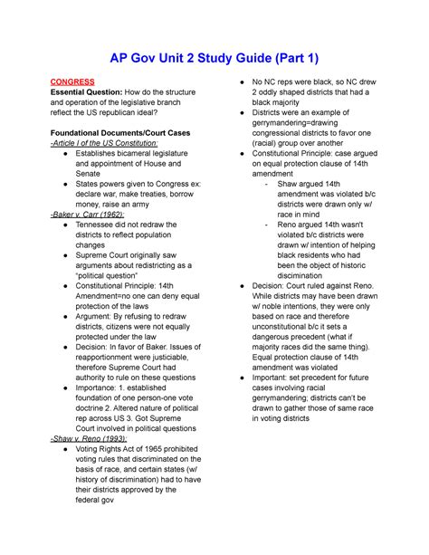 ap gov unit  study guide carr  tennessee   redraw