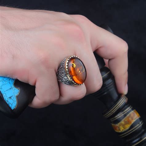 large amber ring  ephesus permanent store touch  modern