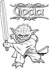 Yoda Coloring Harmonieux Lightsaber sketch template
